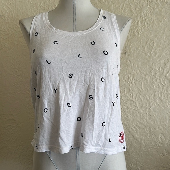 Soulcycle White Scattered Letters Logo Tank Top Small - Picture 1 of 8